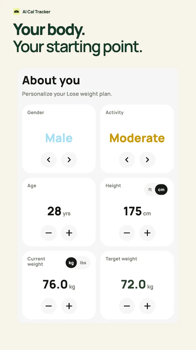 Calorie Calculator: AI Tracker — product features