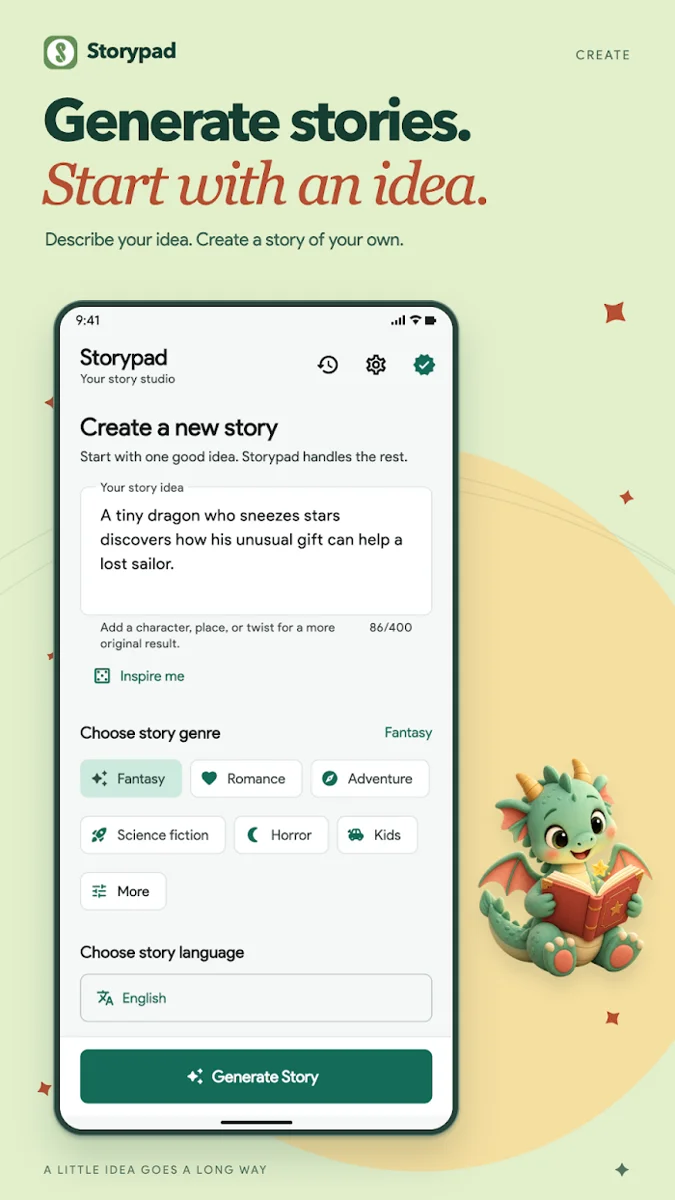 AI Story Generator & Writer — app overview