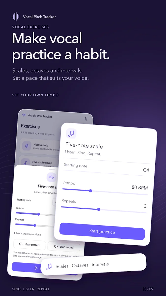 Pitch Detector: Vocal Training — app overview
