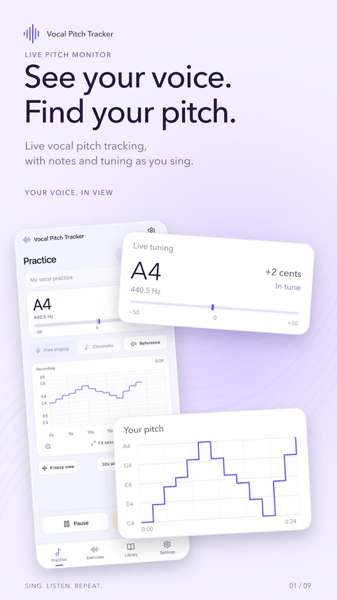 Pitch Detector: Vocal Training — product features