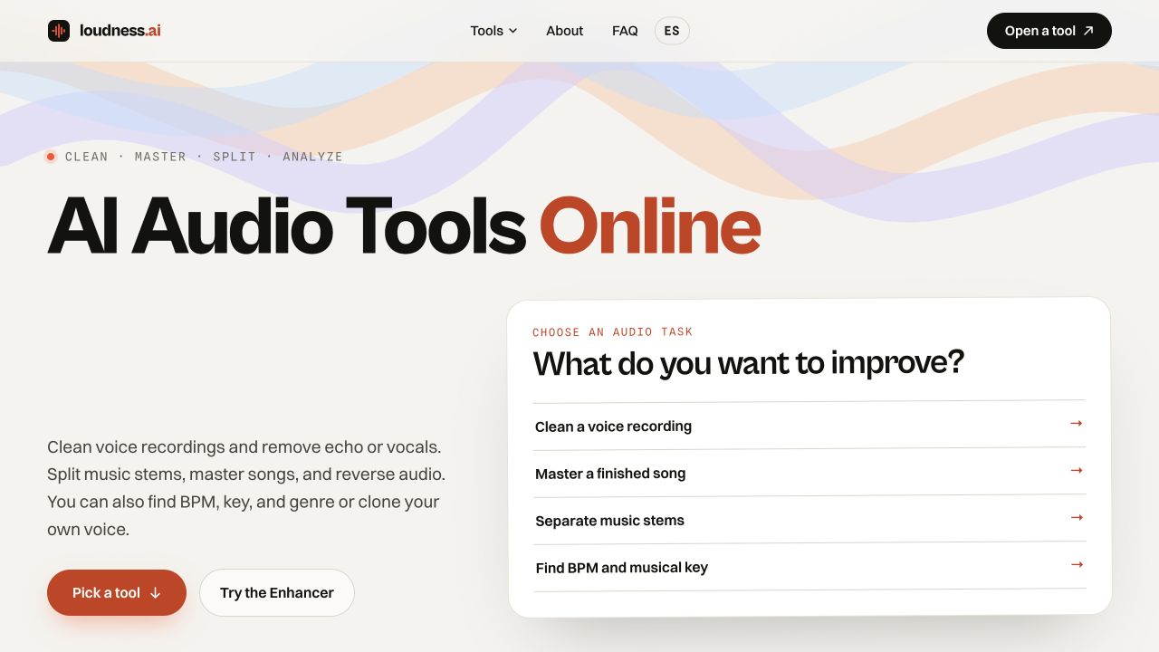 Loudness.ai · Search & content — actual product screenshot