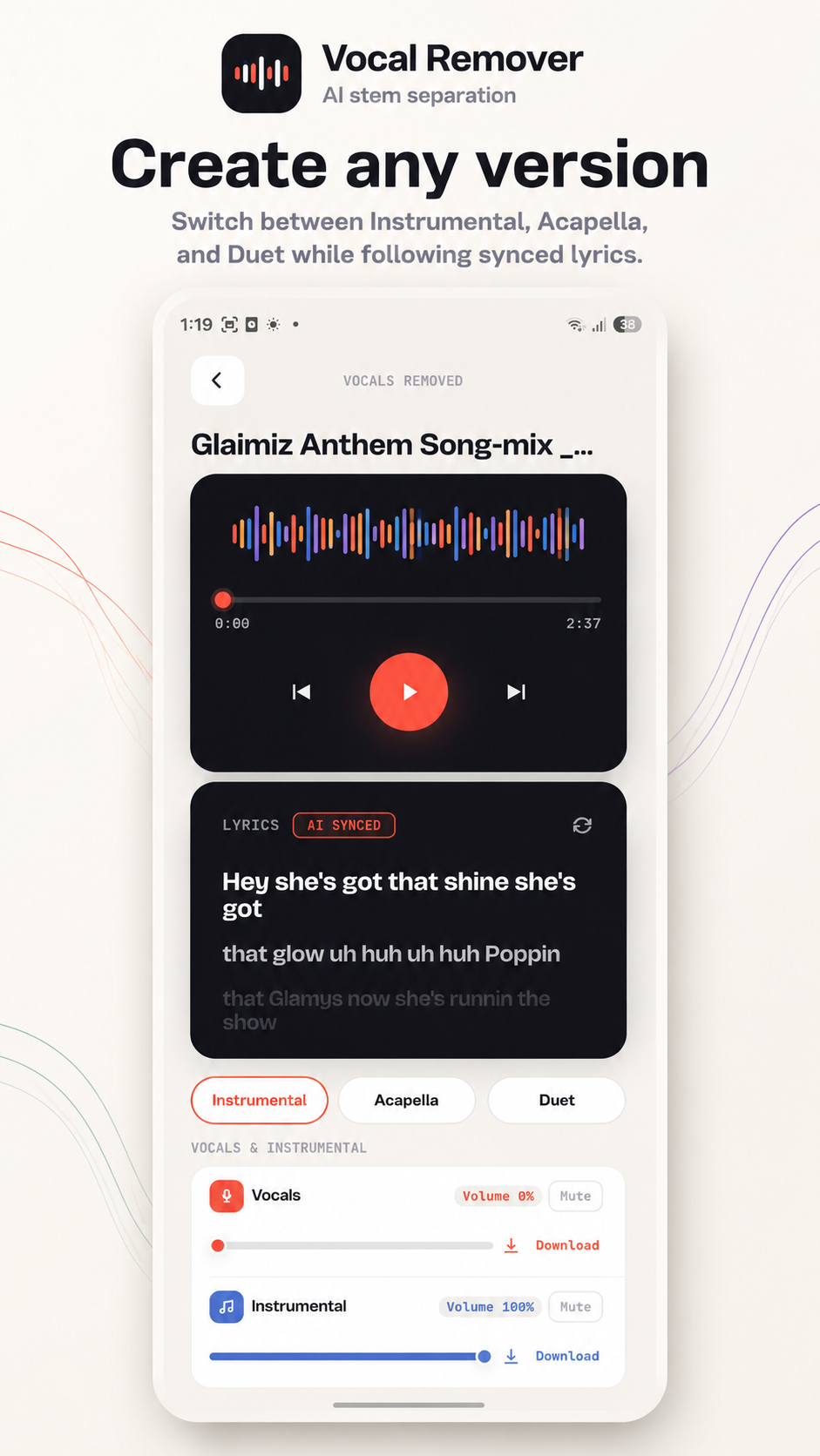 Vocal Remover · App discovery — actual product screenshot